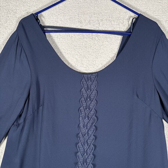 NWT ASTR The Label Shift Dress Mini Womens Sz XL Navy Blue Embroidered Lace - Picture 3 of 13